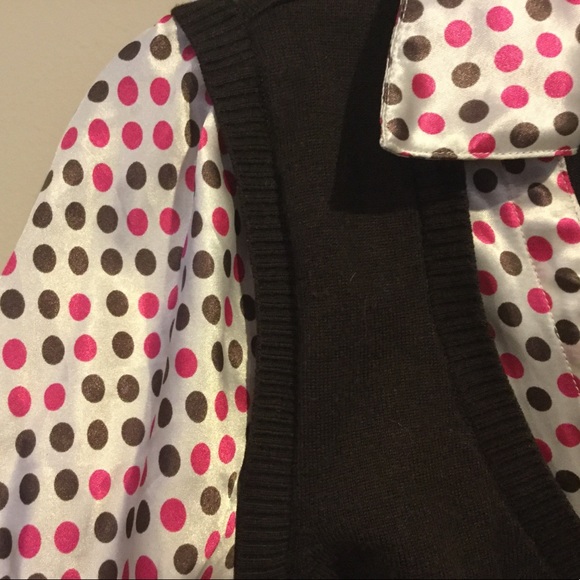 Brown, pink and cream bell sleeve sweater. - Picture 2 of 8